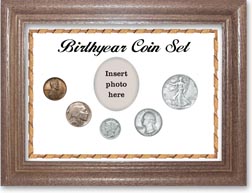1937 Birth Year Coin Gift Set with a white background and dark oak frame THUMBNAIL