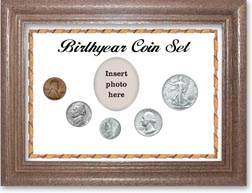 1944 Birth Year Coin Gift Set with a white background and dark oak frame THUMBNAIL