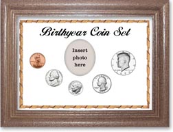 1979 Birth Year Coin Gift Set with a white background and dark oak frame THUMBNAIL