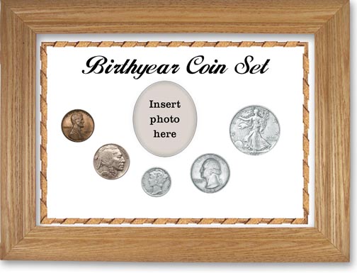 1937 Birth Year Coin Gift Set with a white background and wheat frame LARGE