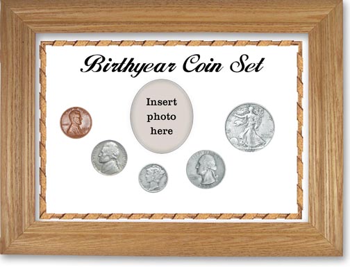 1938 Birth Year Coin Gift Set with a white background and wheat frame LARGE
