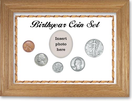 1939 Birth Year Coin Gift Set with a white background and wheat frame LARGE