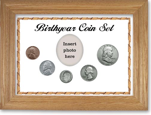 1949 Birth Year Coin Gift Set with a white background and wheat frame MAIN