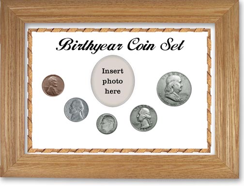 1950 Birth Year Coin Gift Set with a white background and wheat frame MAIN