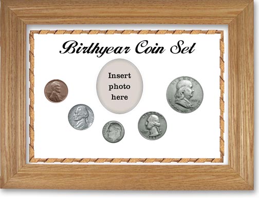 1953 Birth Year Coin Gift Set with a white background and wheat frame LARGE