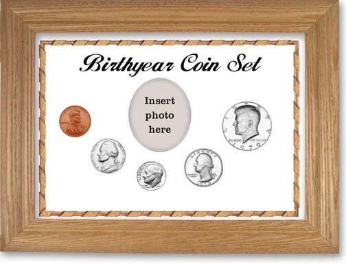 1970 Birth Year Coin Gift Set with a white background and wheat frame LARGE