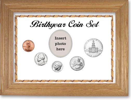 1976 Birth Year Coin Gift Set with a white background and wheat frame LARGE