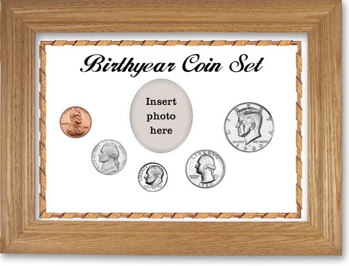 1980 Birth Year Coin Gift Set with a white background and wheat frame LARGE