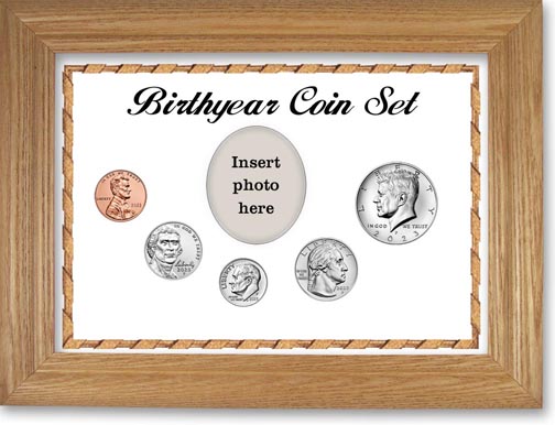 Birth Year Coin Gift Set with white background and wheat frame LARGE