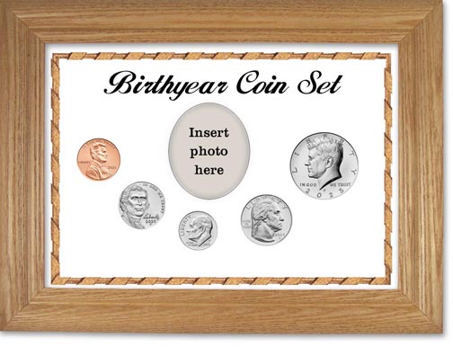 Birth Year Coin Gift Set with white background and wheat frame LARGE