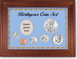 Birth Year Deluxe Gift Set with a blue background and cherry frame THUMBNAIL