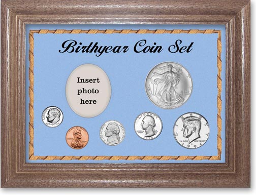 1994 Birth Year Deluxe Gift Set with a blue background and dark oak frame MAIN