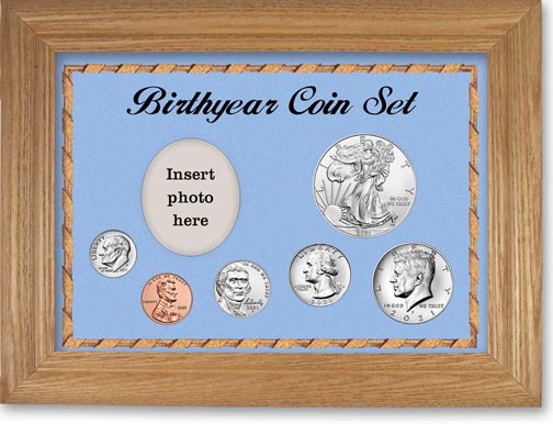 2021 Birth Year Deluxe Gift Set with a blue background and wheat frame LARGE