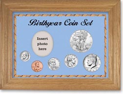 Birth Year Deluxe Gift Set with a blue background and wheat frame THUMBNAIL
