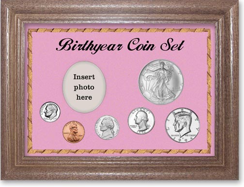1994 Birth Year Deluxe Gift Set with a pink background and dark oak frame MAIN