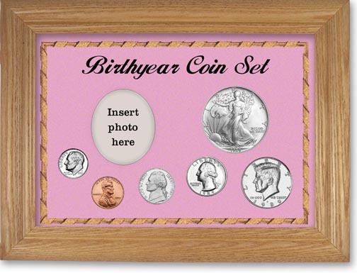 1989 Birth Year Deluxe Gift Set with a pink background and wheat frame MAIN
