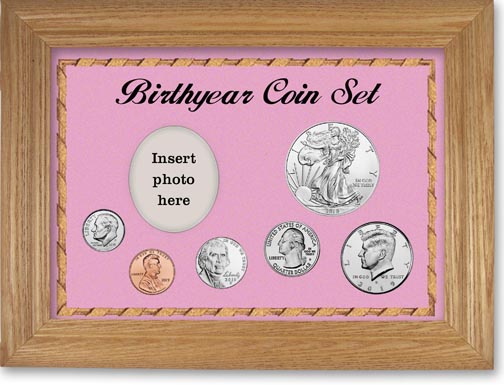 2019 Birth Year Deluxe Gift Set with a pink background and wheat frame MAIN