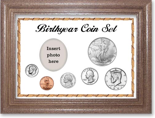1991 Birth Year Deluxe Gift Set with a white background and dark oak frame MAIN