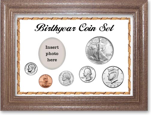 1998 Birth Year Deluxe Gift Set with a white background and dark oak frame LARGE