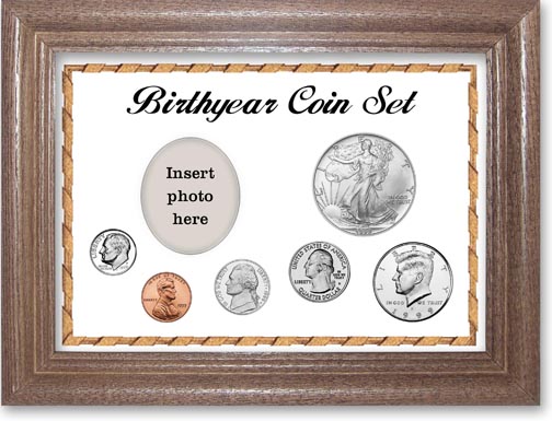 1999 Birth Year Deluxe Gift Set with a white background and dark oak frame MAIN
