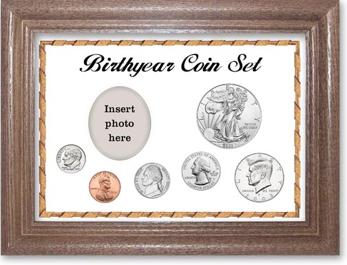 2003 Birth Year Deluxe Gift Set with a white background and dark oak frame LARGE