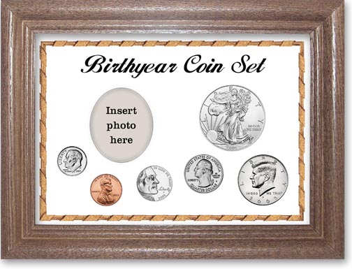 2005 Birth Year Deluxe Gift Set with a white background and dark oak frame MAIN