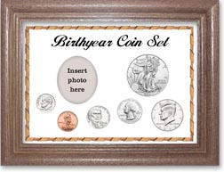 2013 Birth Year Deluxe Gift Set with a white background and dark oak frame THUMBNAIL