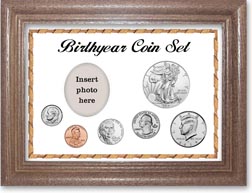 2019 Birth Year Deluxe Gift Set with a white background and dark oak frame THUMBNAIL