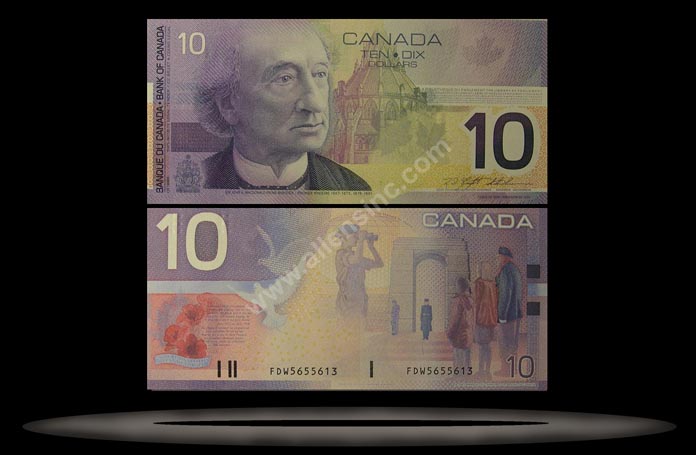 Canada Banknote, 10 Dollars, 2001/2001, P#102b MAIN