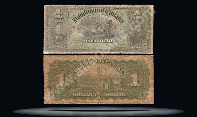 Canada Banknote, 1 Dollar, 2.7.1897, P#22 MAIN