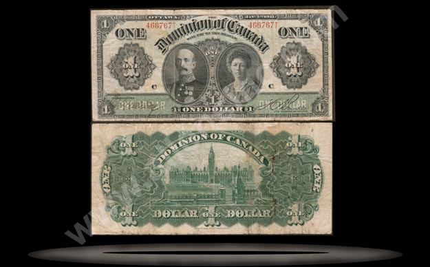 Canada Banknote, 1 Dollar, 3.1.1911, P#27b MAIN