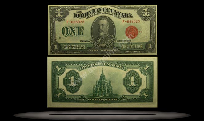 Canada Banknote, 1 Dollar, 2.7.1923, P#33j MAIN