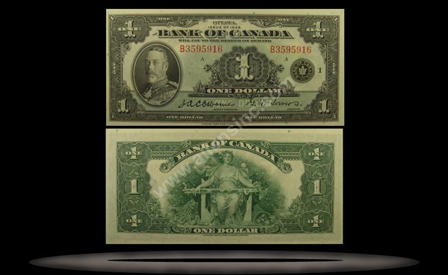 Canada Banknote, 1 Dollar, 1935, P#38 MAIN