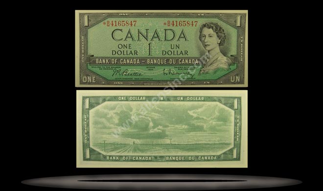 Canada Banknote, 1 Dollar, 1954, P#75a MAIN