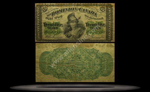 Canada Banknote, 25 Cents, 1.3.1870, P#8c MAIN