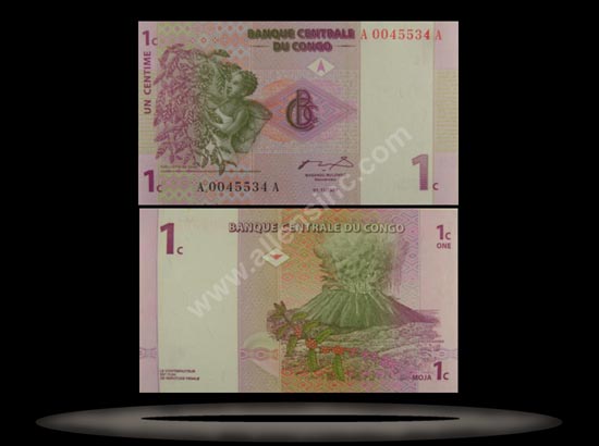 Congo Democratic Republic Banknote, 1 Centime, 1.11.1997, P#80a MAIN