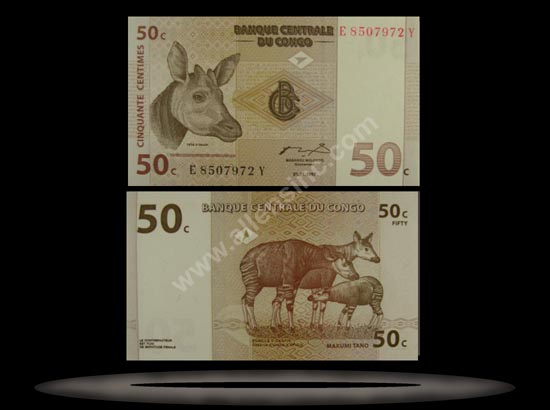 Congo Democratic Republic Banknote, 50 Centimes, 1.11.1997, P#84a MAIN