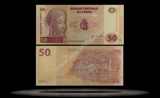 Congo Democratic Republic Banknote, 50 Francs, 4.1.2000, P#91A MAIN