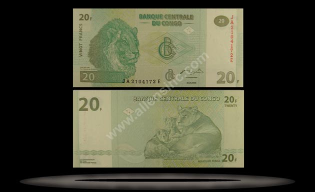 Congo Democratic Republic Banknote, 20 Francs, 30.6.2003, P#94 MAIN