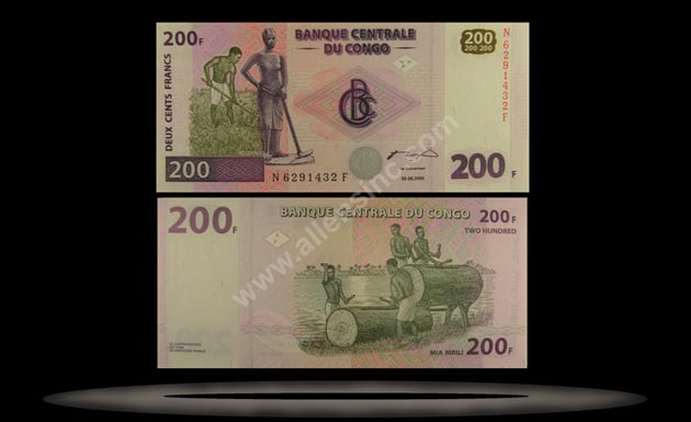 Congo Democratic Republic Banknote, 200 Francs, 30.6.2000, P#95a MAIN