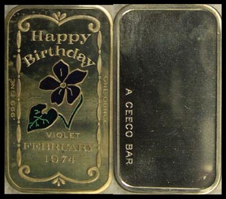Happy Birthday 1974 - enameled' Art Bar by Ceeco Mint. MAIN
