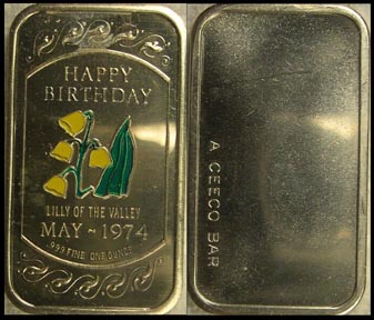 Happy Birthday 1974 - enameled' Art Bar by Ceeco Mint. MAIN
