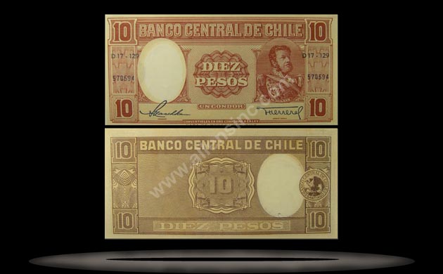 Chile Banknote, 10 Pesos, ND (1947-58), P#111 MAIN