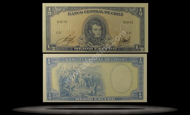 Chile Banknote, 1/2 Escudo, ND (1962-70), P#134Aa MAIN