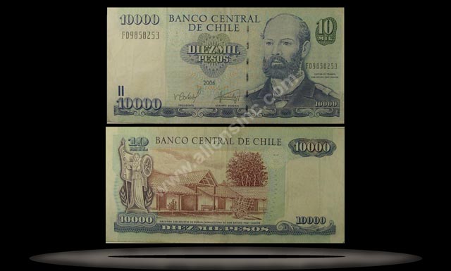 Chile Banknote, 10,000 Pesos, 2008, P#157 MAIN