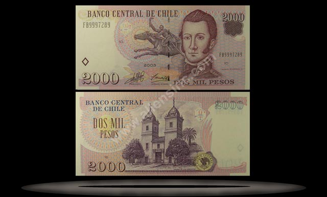 Chile Banknote, 2000 Pesos, 2003, P#158 MAIN
