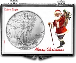 1999 Merry Christmas Santa Claus American Silver Eagle Gift Display THUMBNAIL