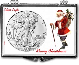 Merry Christmas Santa Claus American Silver Eagle Gift Display for the year 2023 THUMBNAIL