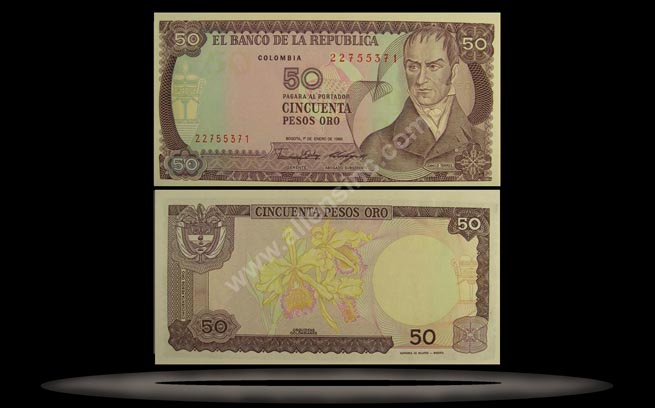 Colombia Banknote, 50 Pesos Oro, 1.1.1986, P#425b MAIN