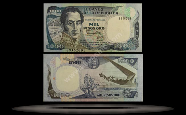 Colombia Banknote, 1000 Pesos, 1.1.1990, P#432a MAIN